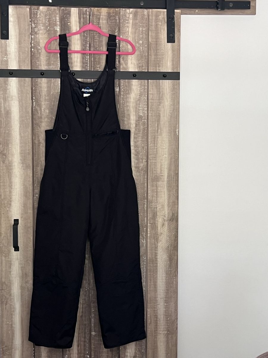 Rawik Black Ski Pants Snow Bib Overalls, Size L