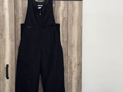 Rawik Black Ski Pants Snow Bib Overalls, Size L