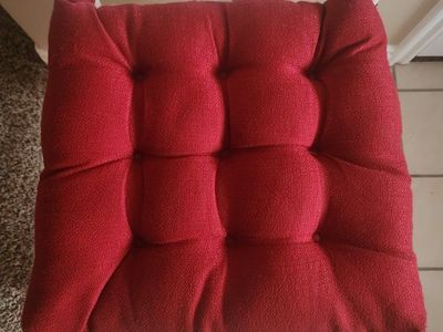 Red Tufted Chair Pad Seat Cushion with Ties