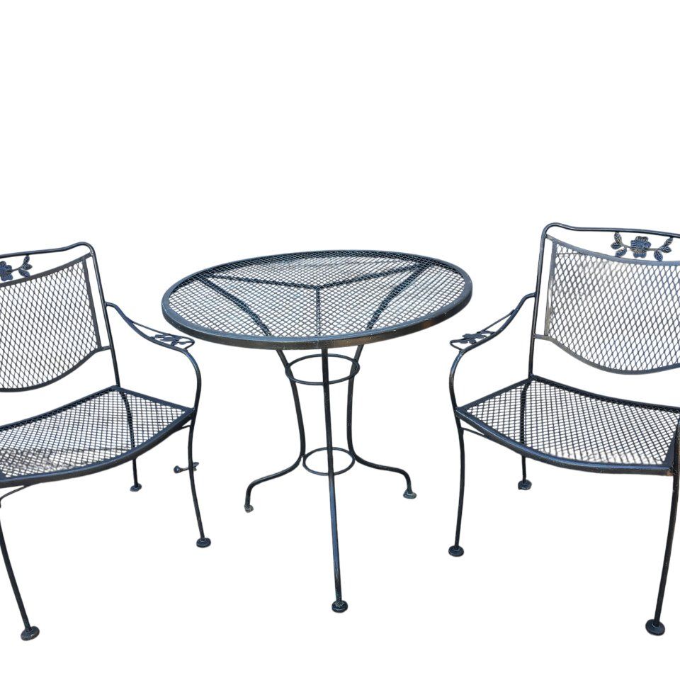 Vintage Black Wrought Iron Patio | Bistro Set