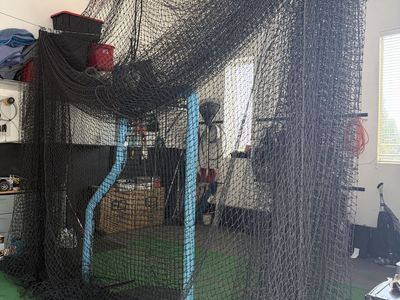 Heavy-Duty Baseball Batting Cage Netting with Pitching L-Screen