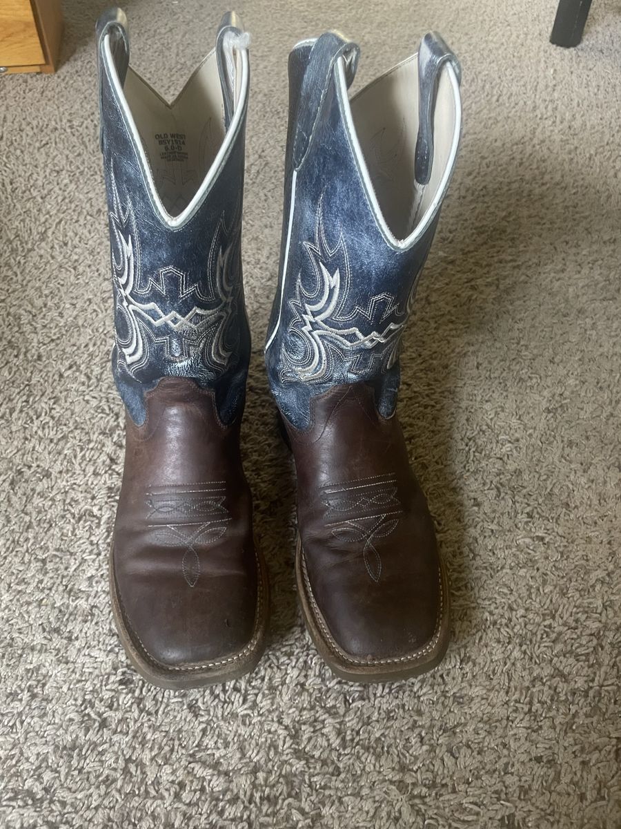 Old West Youth/Kids Leather Western Cowboy Boots BSY1914 Size 6.0 D