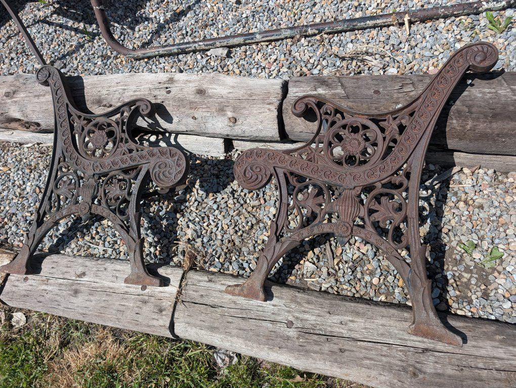 Antique Iron bench ends