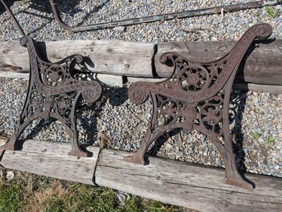 Antique Iron bench ends