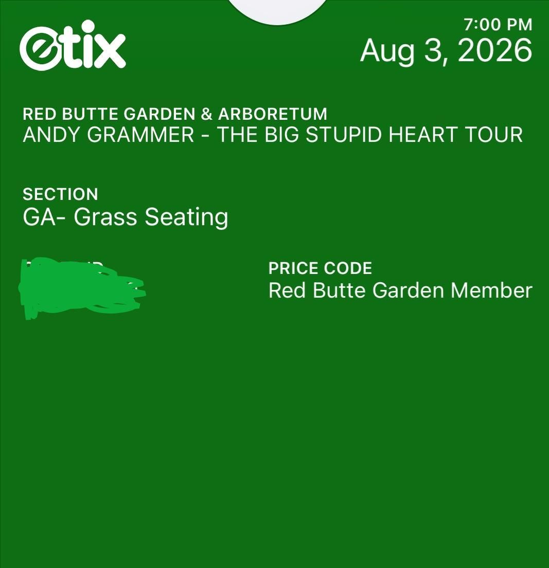 Andy Grammer August 3rd Red Butte