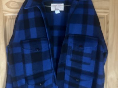 Filson Mackinaw 100% Virgin Wool Buffalo Plaid Cruiser Jacket - Blue/Black, Size 40