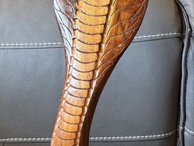 Hand-Carved Wooden Cobra Statue