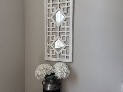 Rustic Shabby Chic White Wood Geometric Wall Decor Mirror Panels - Farmhouse Style
