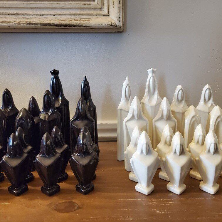 Vintage Mideival Ceramic Chess Set