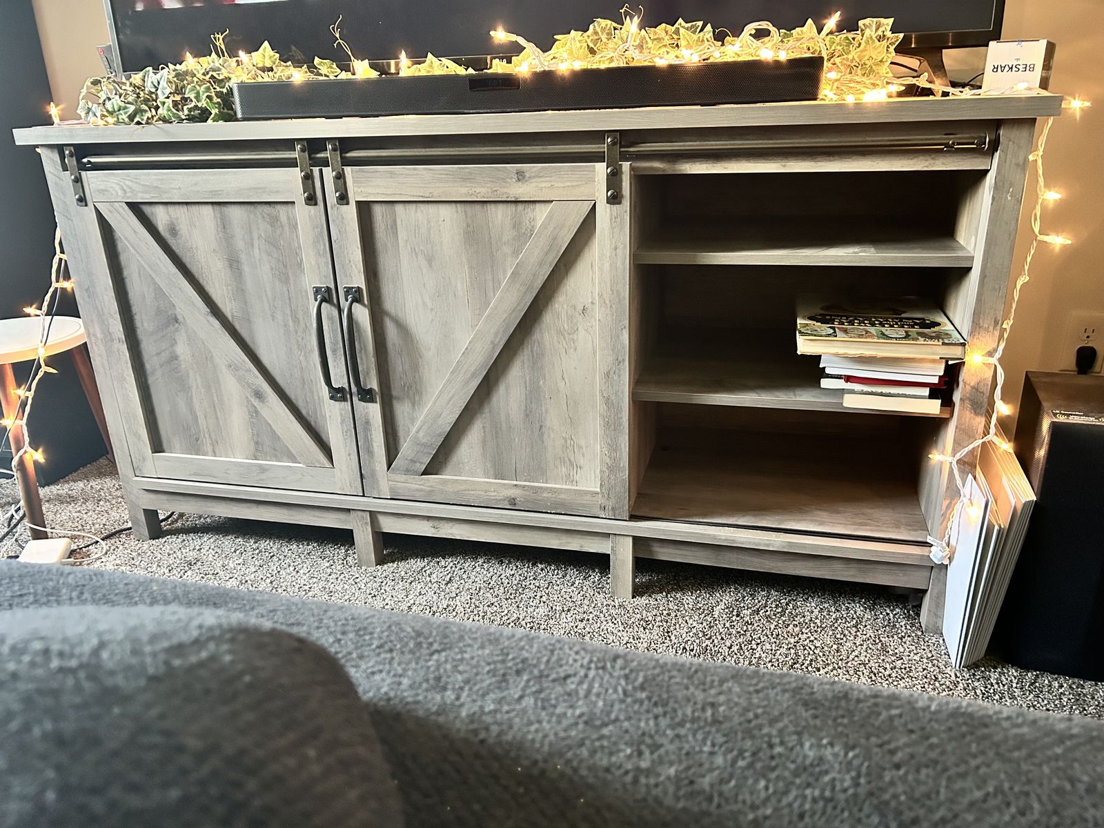 Barn door entertainment center