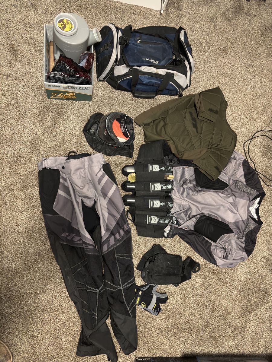 Paintball Gear Bundle DYE Pants Jersey Harness Pods Mask Bag