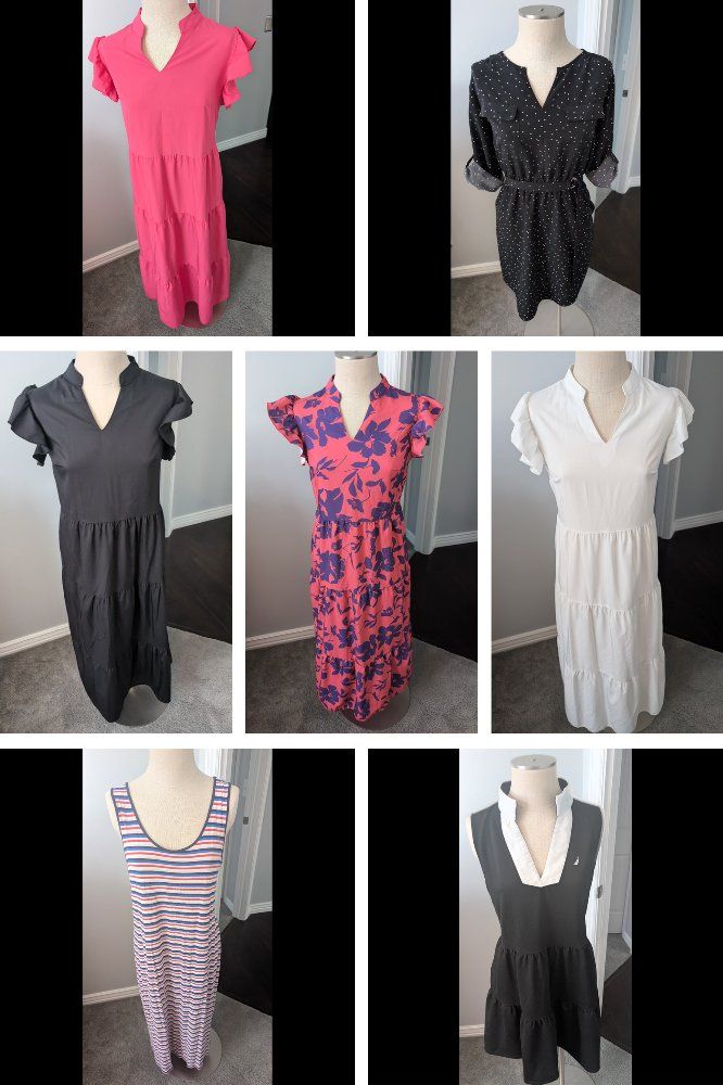 Lot of 7 Women's Dresses Size Large Various Brands