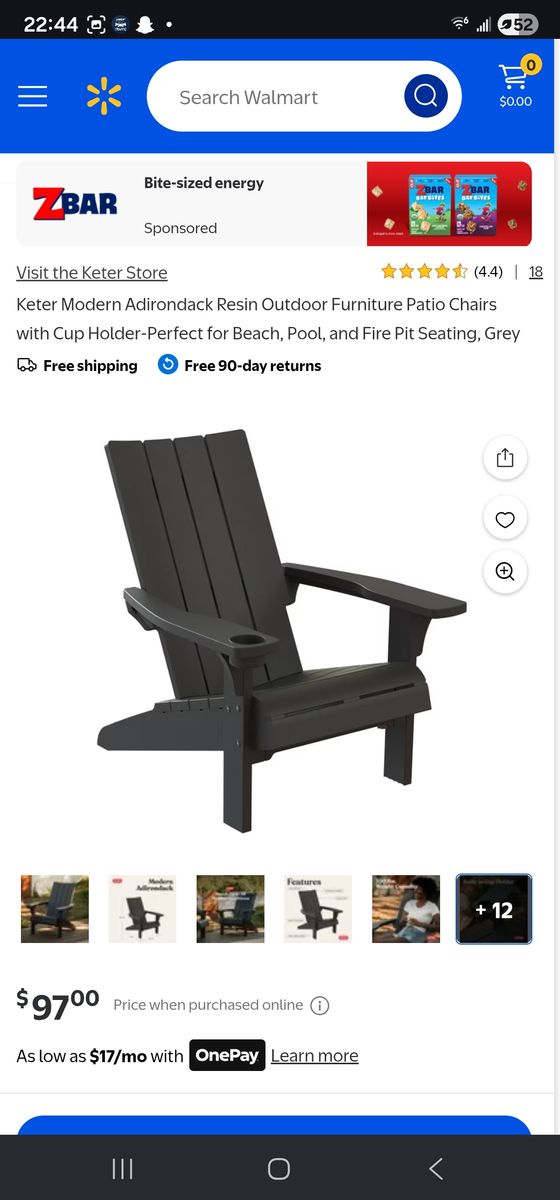 Seabrook Adirondack resin chair with cups holder
