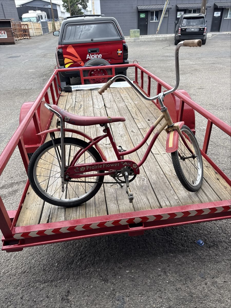Vintage 1970s Prairie Flower Red Single-Speed Bicycle with Floral Banana Seat