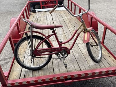 Vintage 1970s Prairie Flower Red Single-Speed Bicycle with Floral Banana Seat