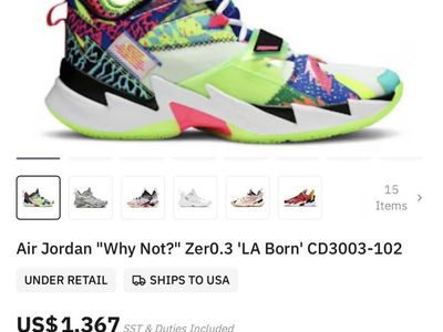 Nike Air Jordan "Why Not?" Zer0.3 'LA Born' CD3003-102 Men's Basketball Shoes US M 12