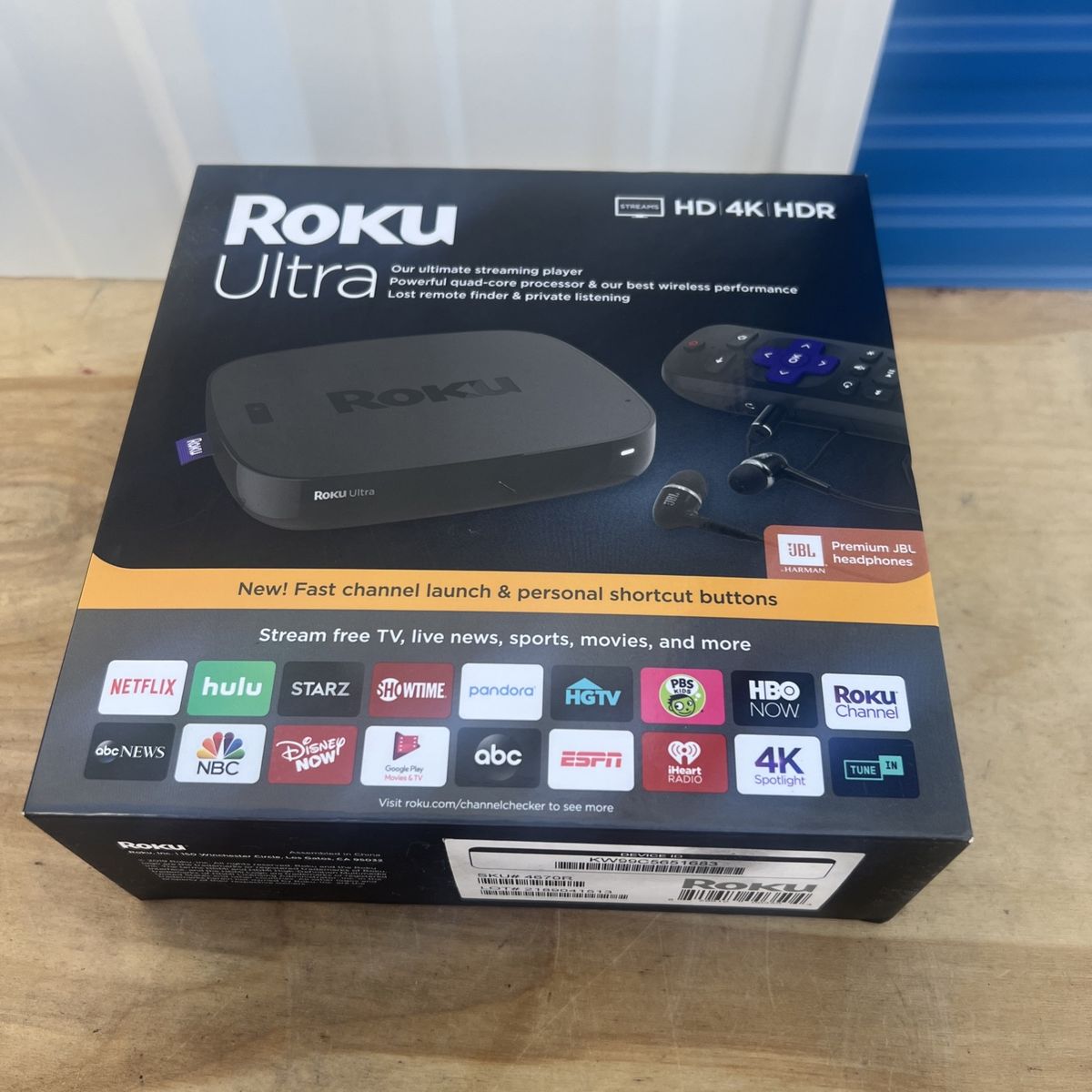 Roku Ultra Streaming Player HD 4K HDR Quad-Core Processor JBL Headphones New Sealed