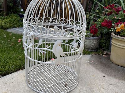 Large wrought iron birdcage we used at a wedding for cards 22” T 14” W