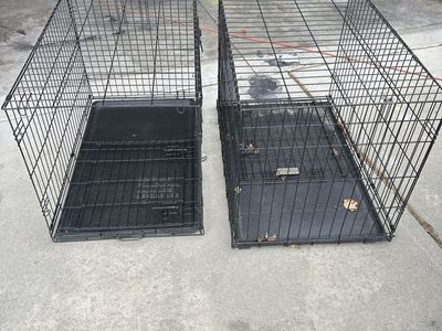 Large Wire Dog Crate Metal Pet Cage with Plastic Tray