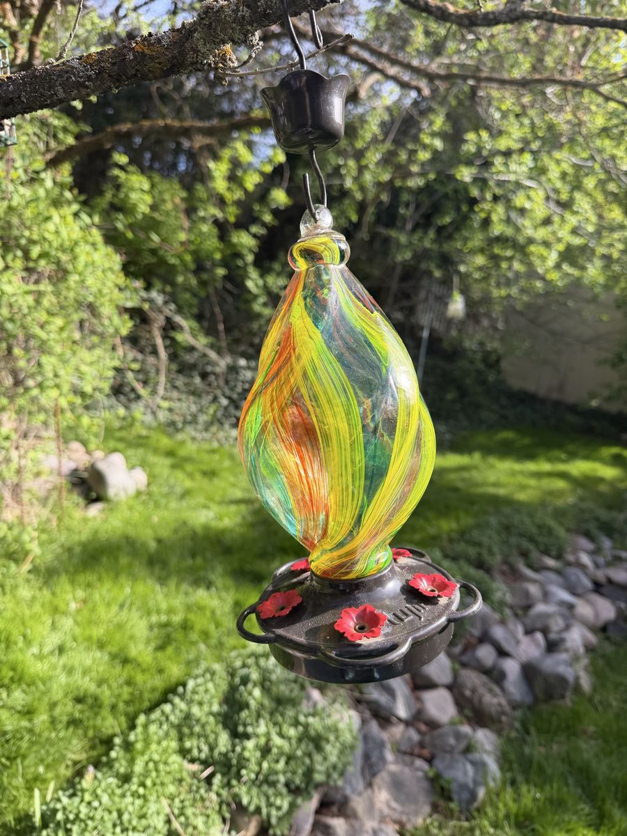 Blown Glass Hummingbird Feeder
