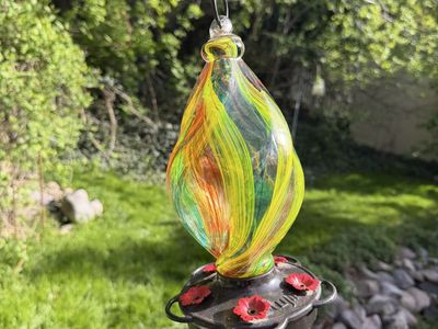 Blown Glass Hummingbird Feeder