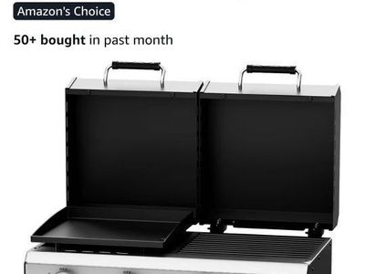 Bonnlo 4-Burner 40,000 BTU Gas Flat Top Grill & Griddle Combo w/ Lid - Tabletop