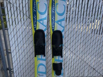 Wide Track Water Skis - Yellow/Blue Pair, Classic Recreational Skiing, Good Condition