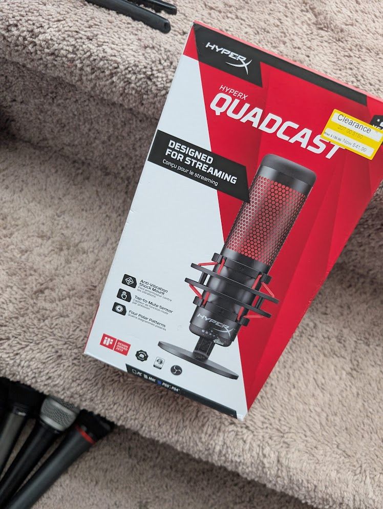 Hyper X Quadcast USB Red LED Condenser Microphone Gaming Streaming Podcasting Etc