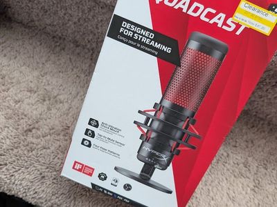 Hyper X Quadcast USB Red LED Condenser Microphone Gaming Streaming Podcasting Etc