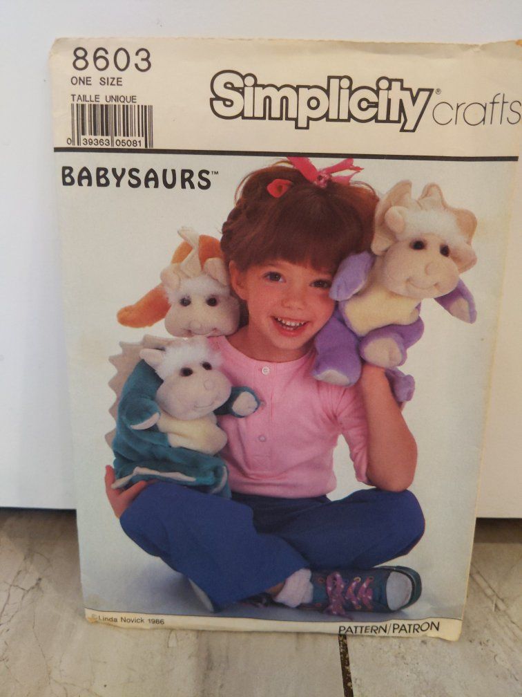 vintage Simplicity Crafts 8603 Babysaurs Stuffed Toy Sewing Pattern