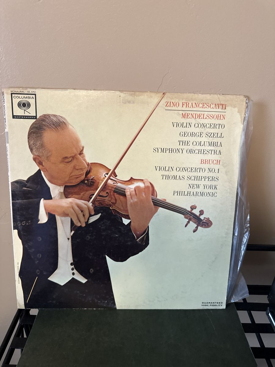 Zino Francescatti Mendelssohn Bruch Violin Concerto Columbia Masterworks ML 5751 Vinyl LP Record