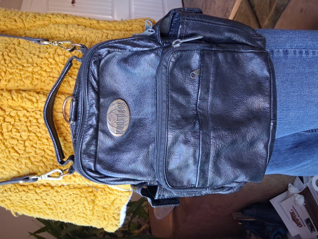 Black leather Moonbag crossbody handbag