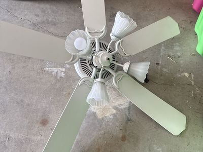 White 5-Blade Indoor Ceiling Fan with 4-Light Fixture and Tulip Glass Shades