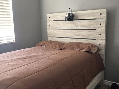 Modern Farmhouse Full bed frame with storage drawers and headboard light