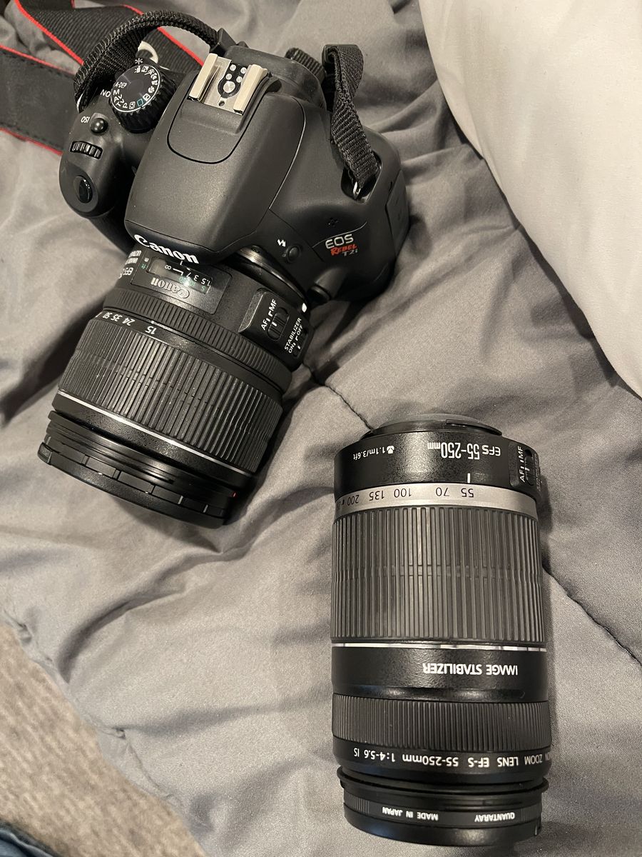 Canon EOS Rebel T2i DSLR Camera with 2 Lenses and Bag