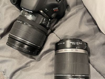 Canon EOS Rebel T2i DSLR Camera with 2 Lenses and Bag