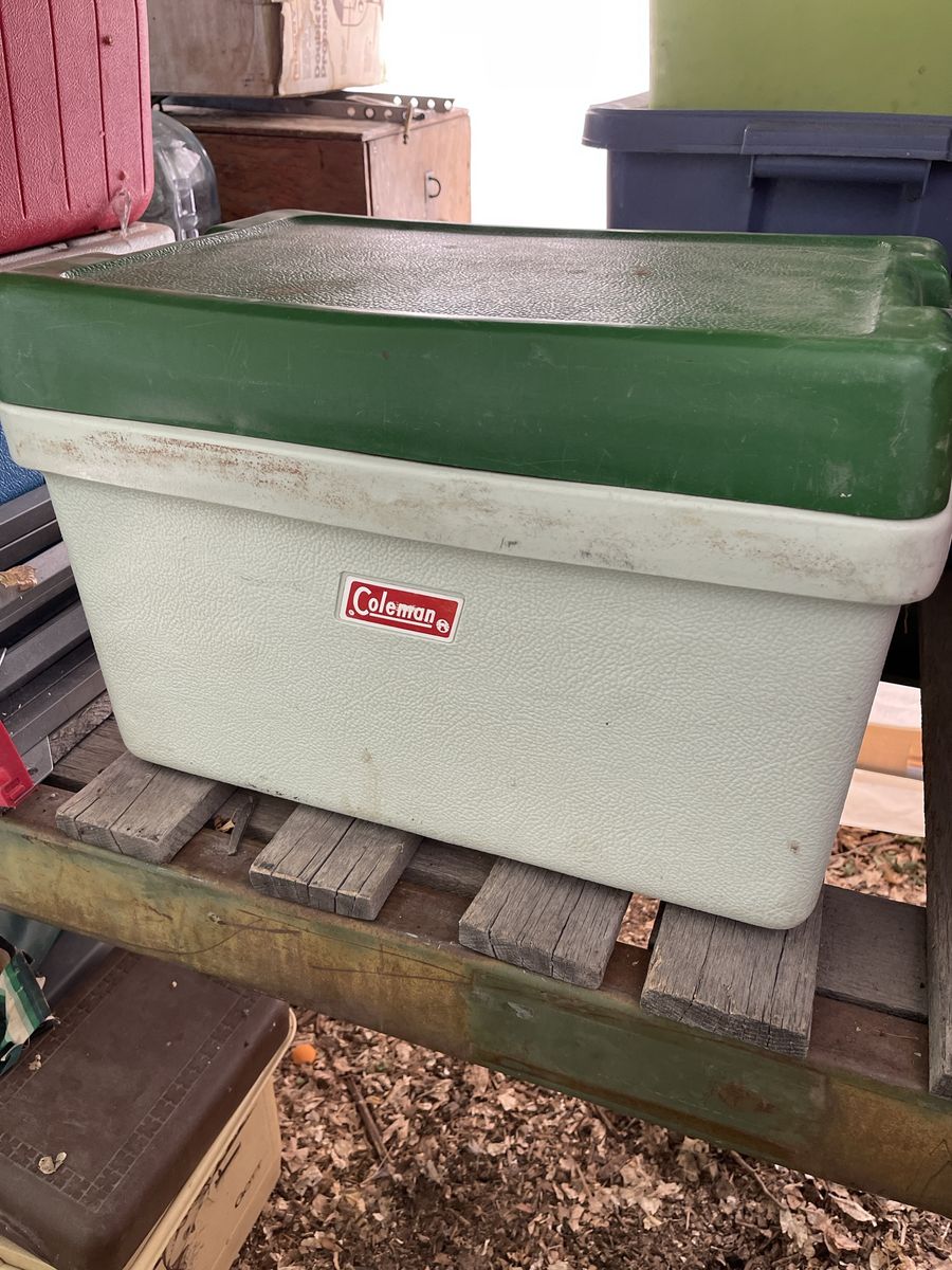 Vintage Coleman Green and White Cooler Chest
