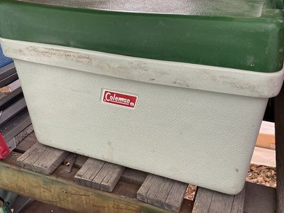 Vintage Coleman Green and White Cooler Chest