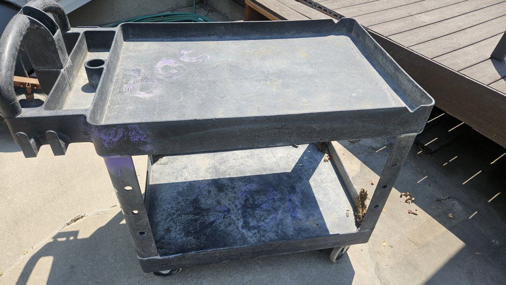 Heavy-Duty Black Commercial Plastic Utility Service Cart with Wheels