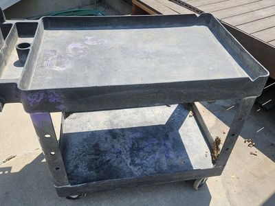 Heavy-Duty Black Commercial Plastic Utility Service Cart with Wheels