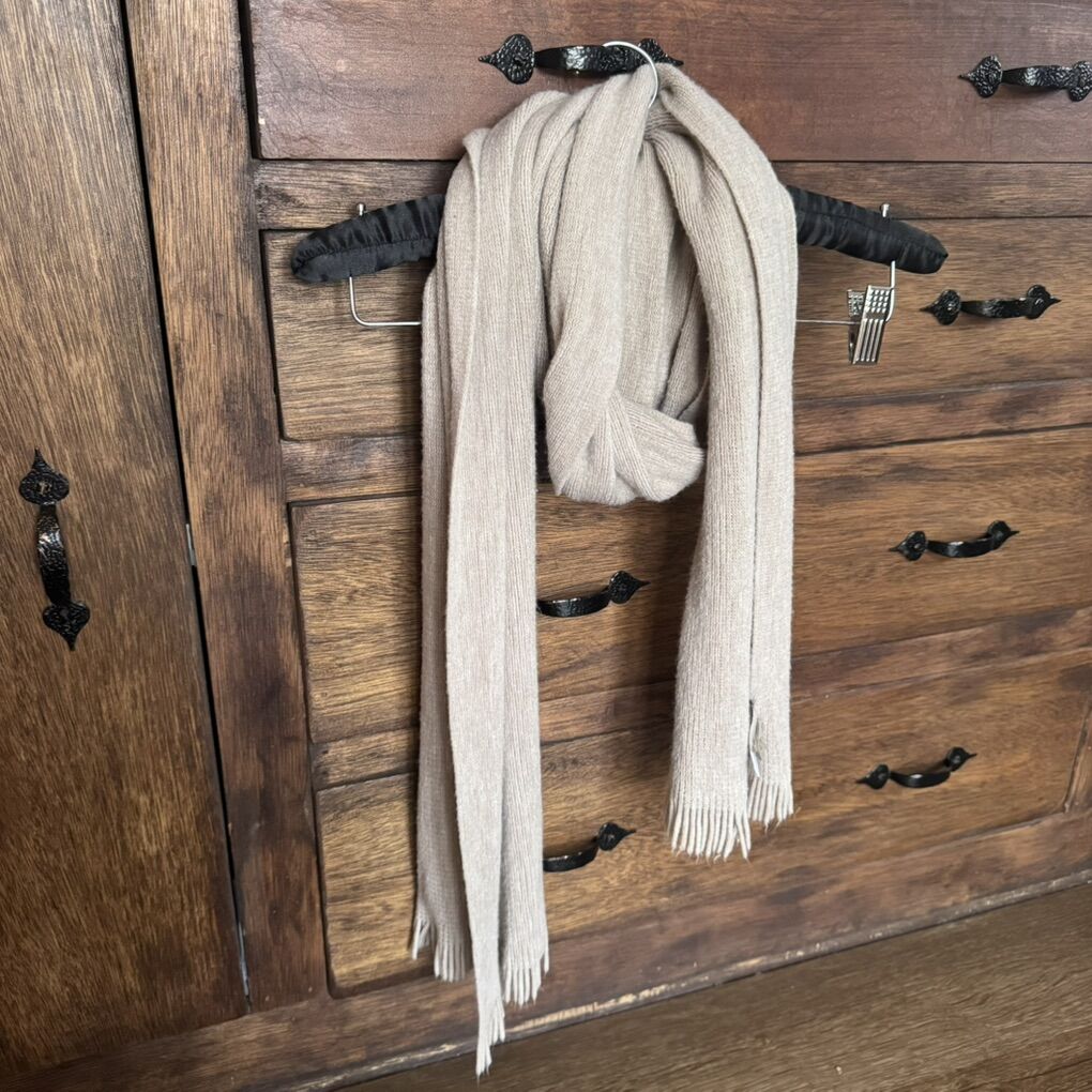 Calvin Klein Beige Almond Acrylic Woven Scarf