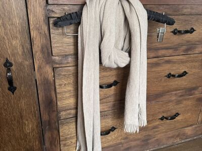 Calvin Klein Beige Almond Acrylic Woven Scarf