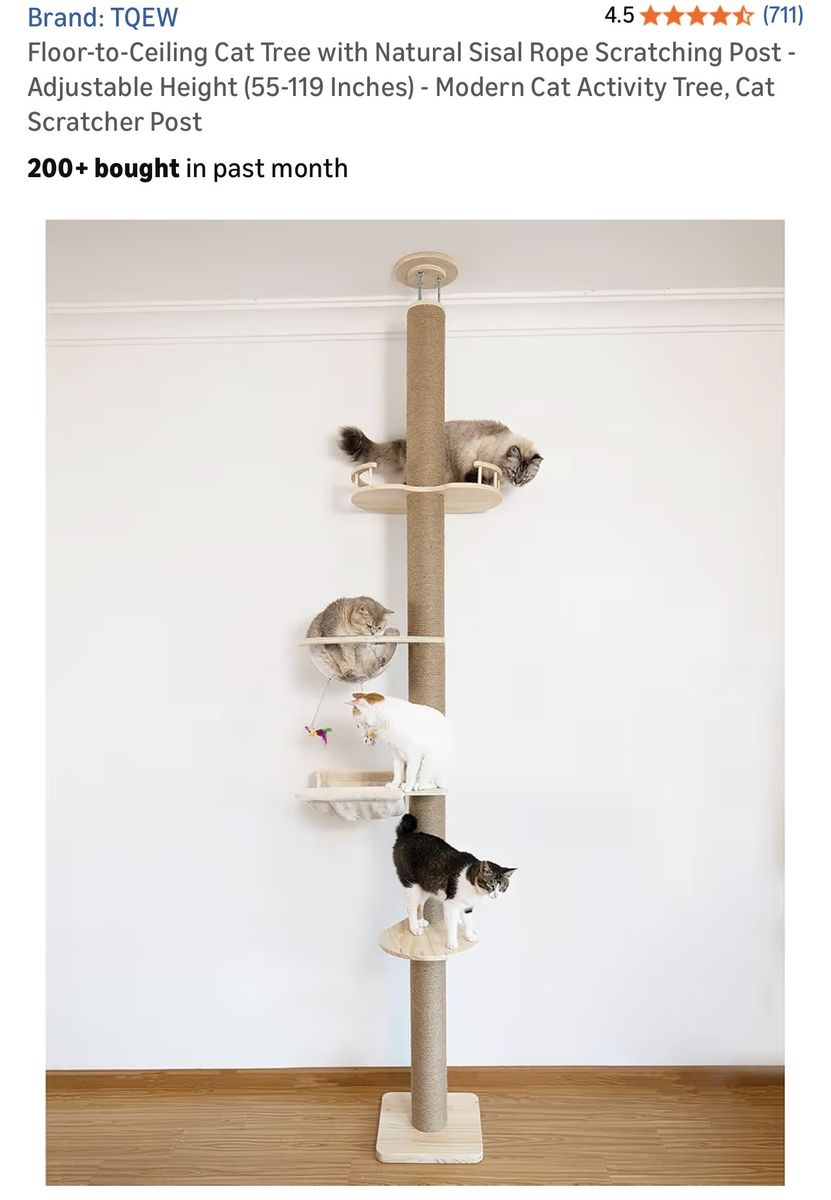 Lightly used 4 tier cat tree, customizable height