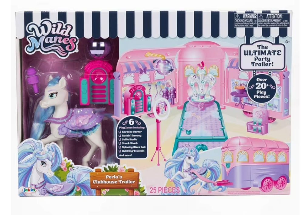 Wild Manes Perla's Pink Ultimate Clubhouse Runway Trailer Interactive Playset with Articulated Horse Doll
