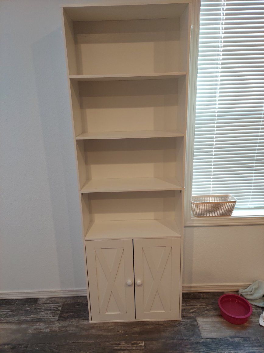 White Bookshelf with Cabinet Doors