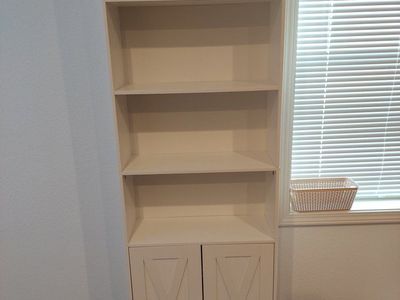 White Bookshelf with Cabinet Doors