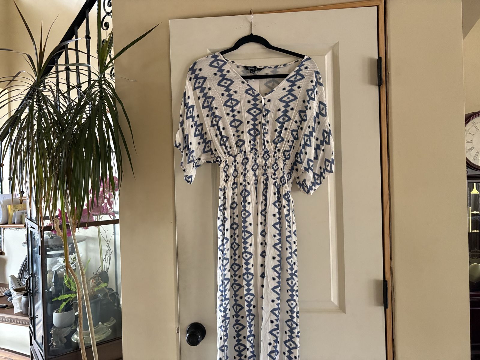 New Off White & Blue Dress Sz XS