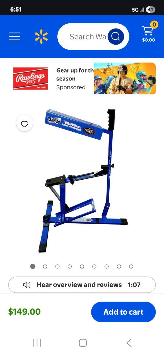 Louisville Slugger Blue Flame UPM Pitching Machine - Manual Baseball/Softball Trainer 60 MPH