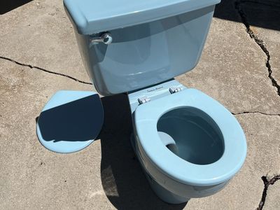 American Standard Vintage Blue Toilet - Complete Set, Tank, Bowl, and Lid