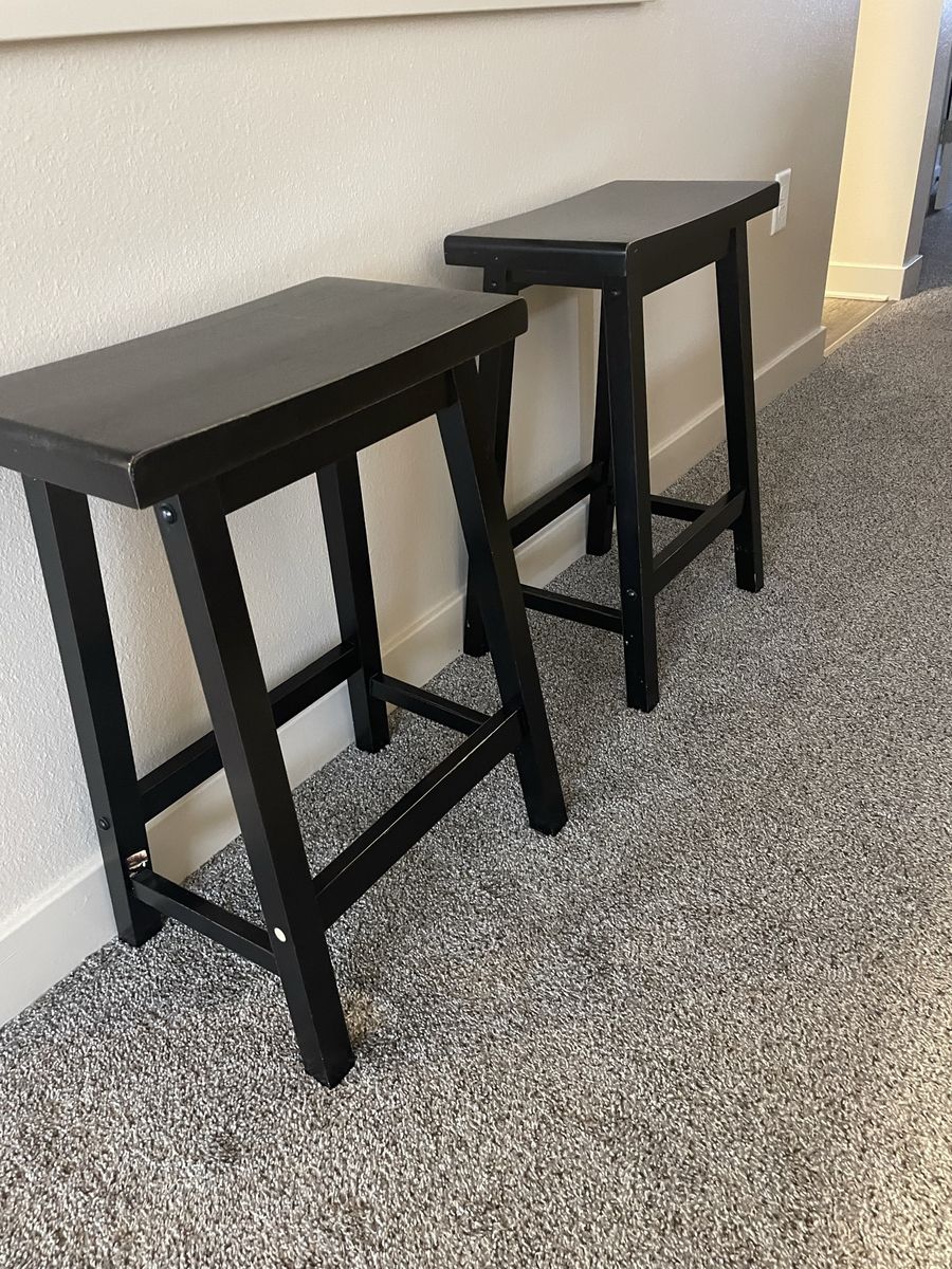 Pair of Black Wooden Stools
